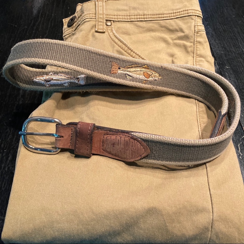 ZEP-PRO Red Drum Fish Leather Belt size 36